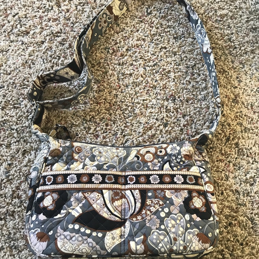 Vera Bradley Gray Blue/Brown Print Crossbody